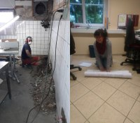 Nicht nur draußen knien wir uns rein, auch drinnen wird mit vollem Körpereinsatz gearbeitet!